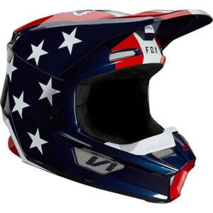 Casque cross Fox v1 ultra bleu/blanc/rouge  2021